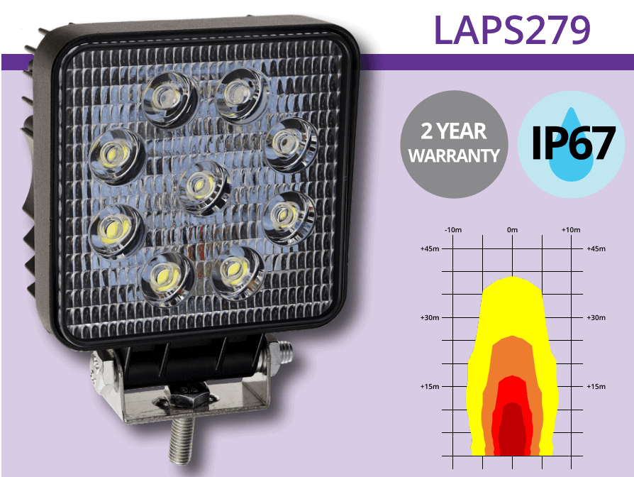 LAP S279 - ferkantaður ljóskastari - 1400 Lumen - Image 2