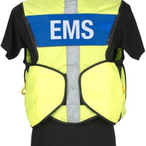 EMS öryggisjakki með endurskinsreinur séður að aftan